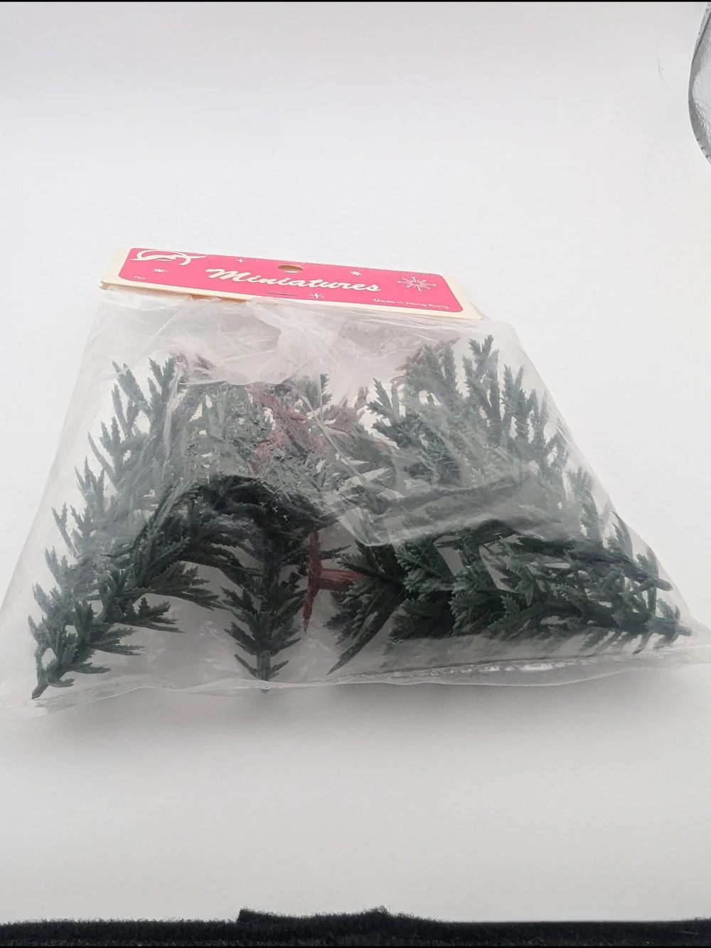 1980s Pink Tag Miniature Pine Sprigs for Party & Craft Decor - Green